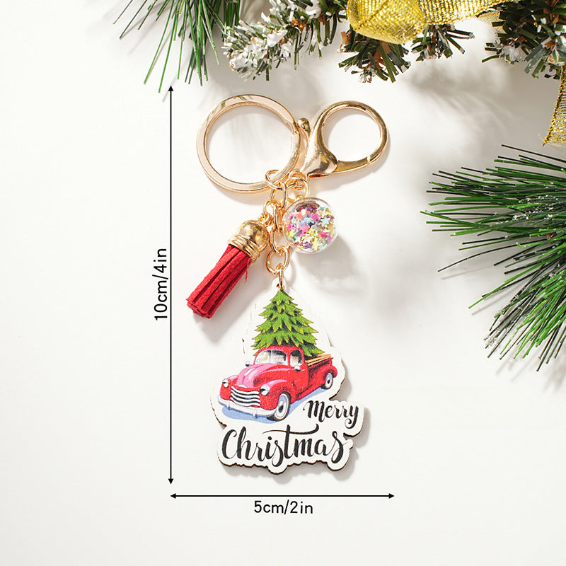 Wholesale Creative Santa Claus Christmas Gifts Wooden Cartoon Keychain